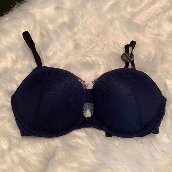 Victoria's Secret Other - New Victoria’s Secret Bombshell Bra. Push up Bra. Navy Blue with Lace Detail 32D